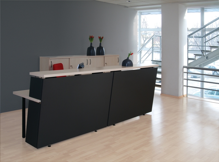 Tera Reception Desk Range - Dark Grey/Birch Tops